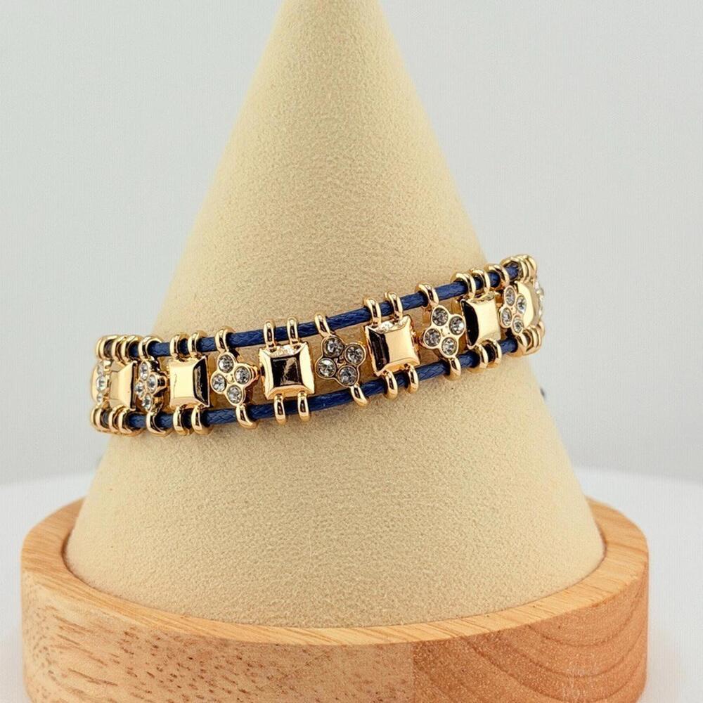 Bomb Party Adjustable Chord Bracelet - Reversible - Yellow Gold CLOVERS (1)